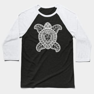 Pasifika Turtle - white on black Baseball T-Shirt